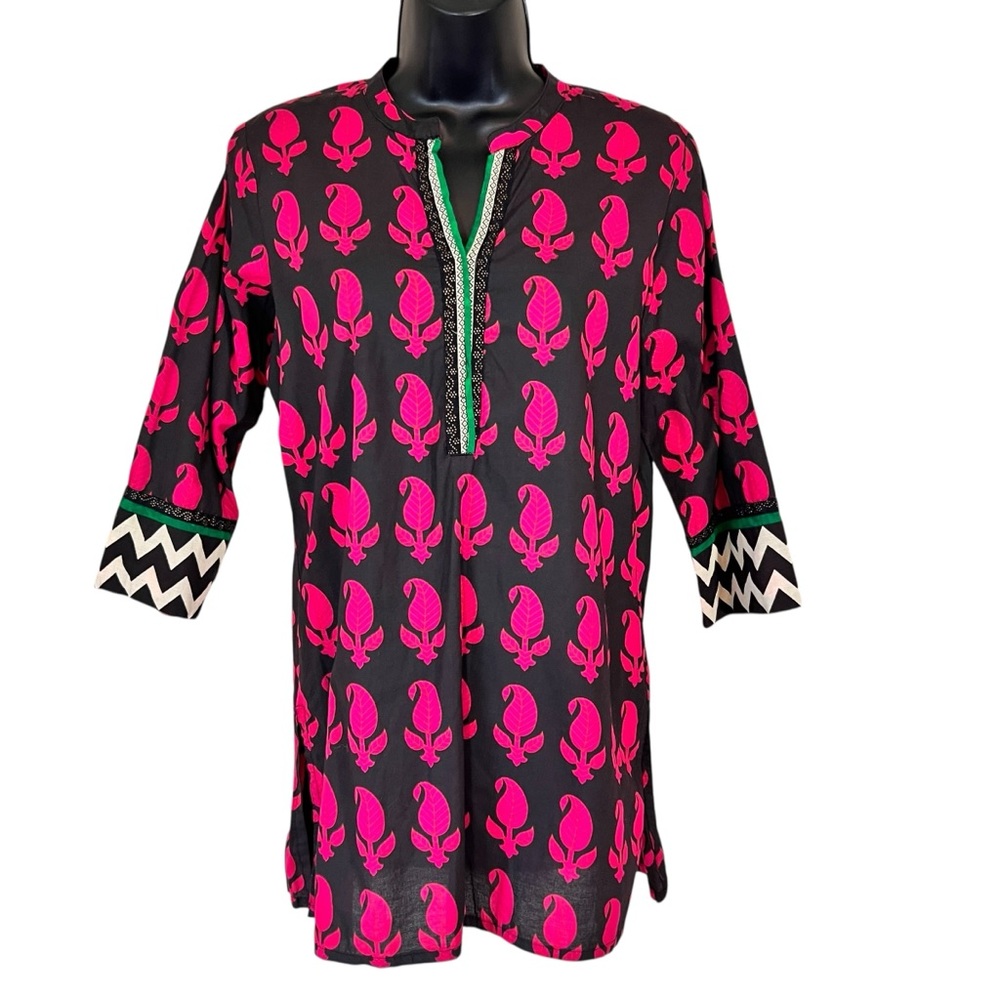 Westside black and pink printed cotton kurti top